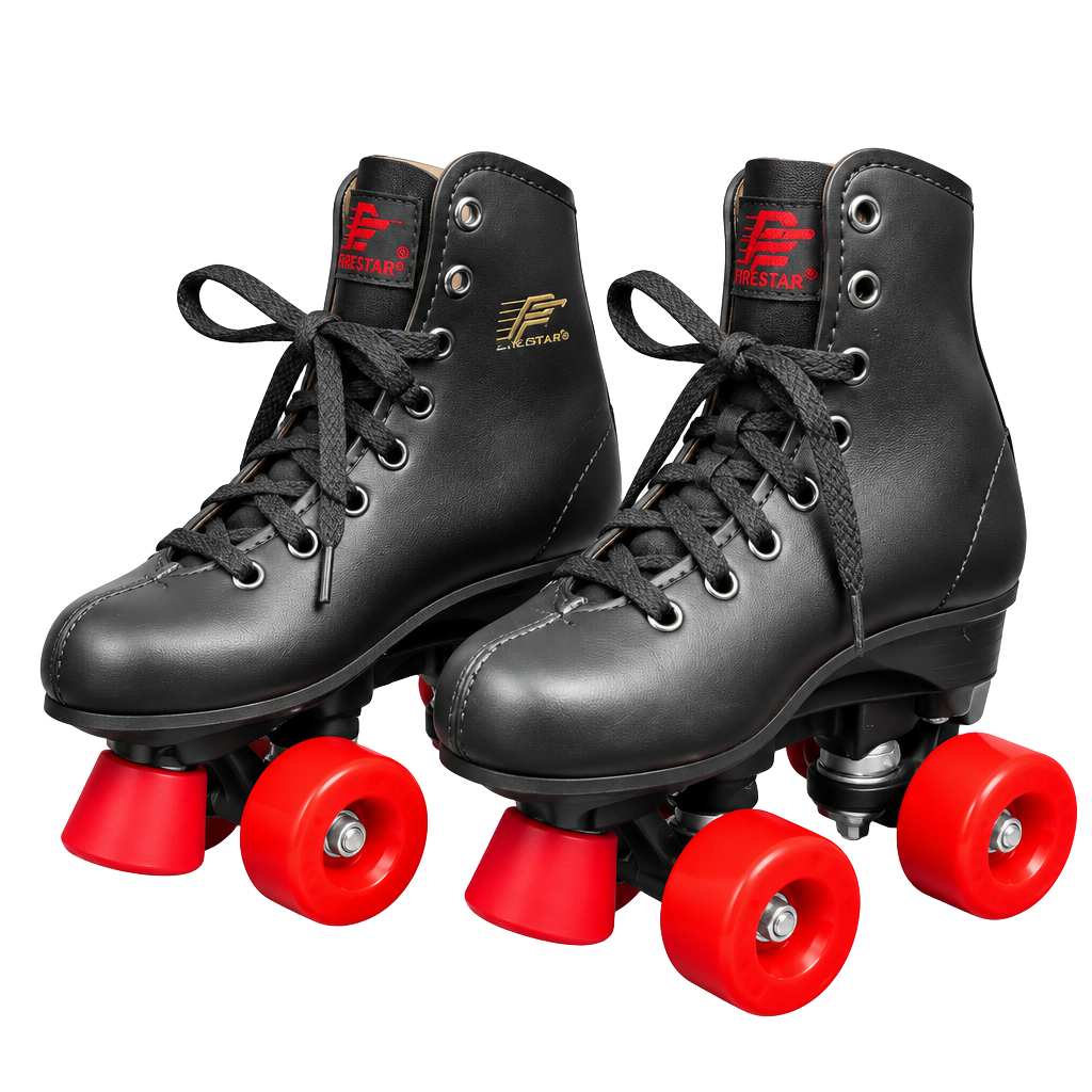Flyers Black Quad Roller Skates with Red Wheels Size 11.5 kids 1