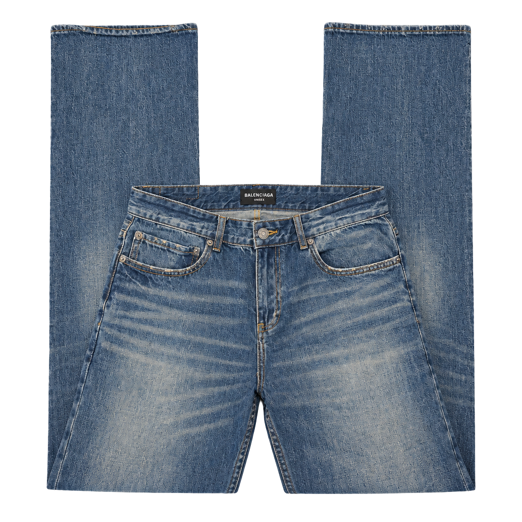 Balenciaga Unisex Blue Faded Wash Wide Leg Jeans Denim 1