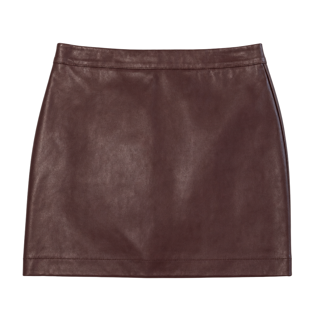Bardot Burgundy Faux Leather Mini Skirt with Back Zipper 1