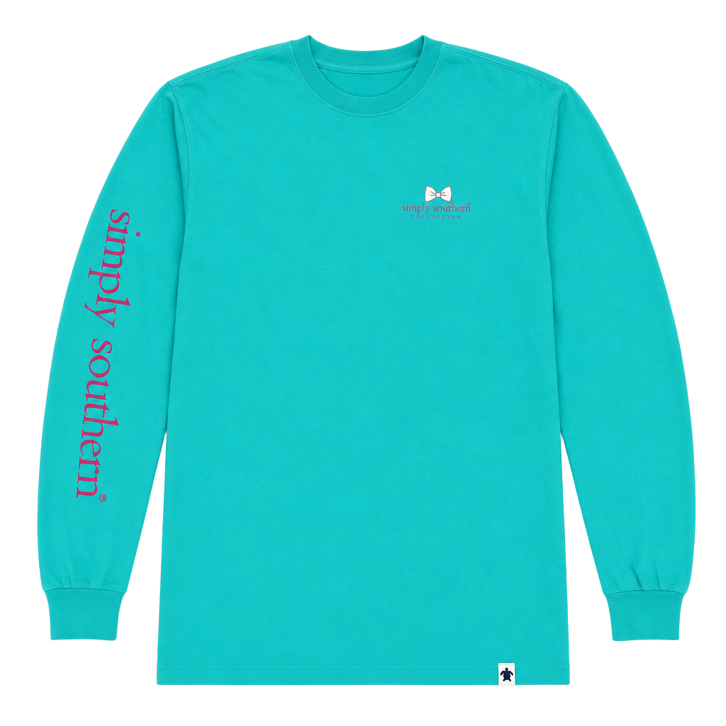 Simply Southern Jeep Hair Don't Care Long Sleeve Graphic T-Shirt Teal Large 1