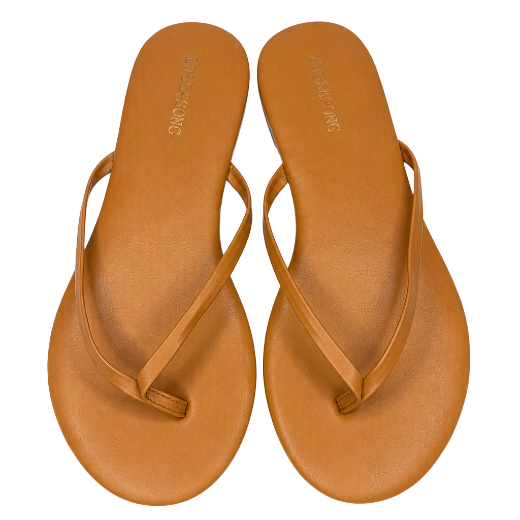 LULLASONG Flip Flops Size 9 Tan Round Toe Beach Sandals 1