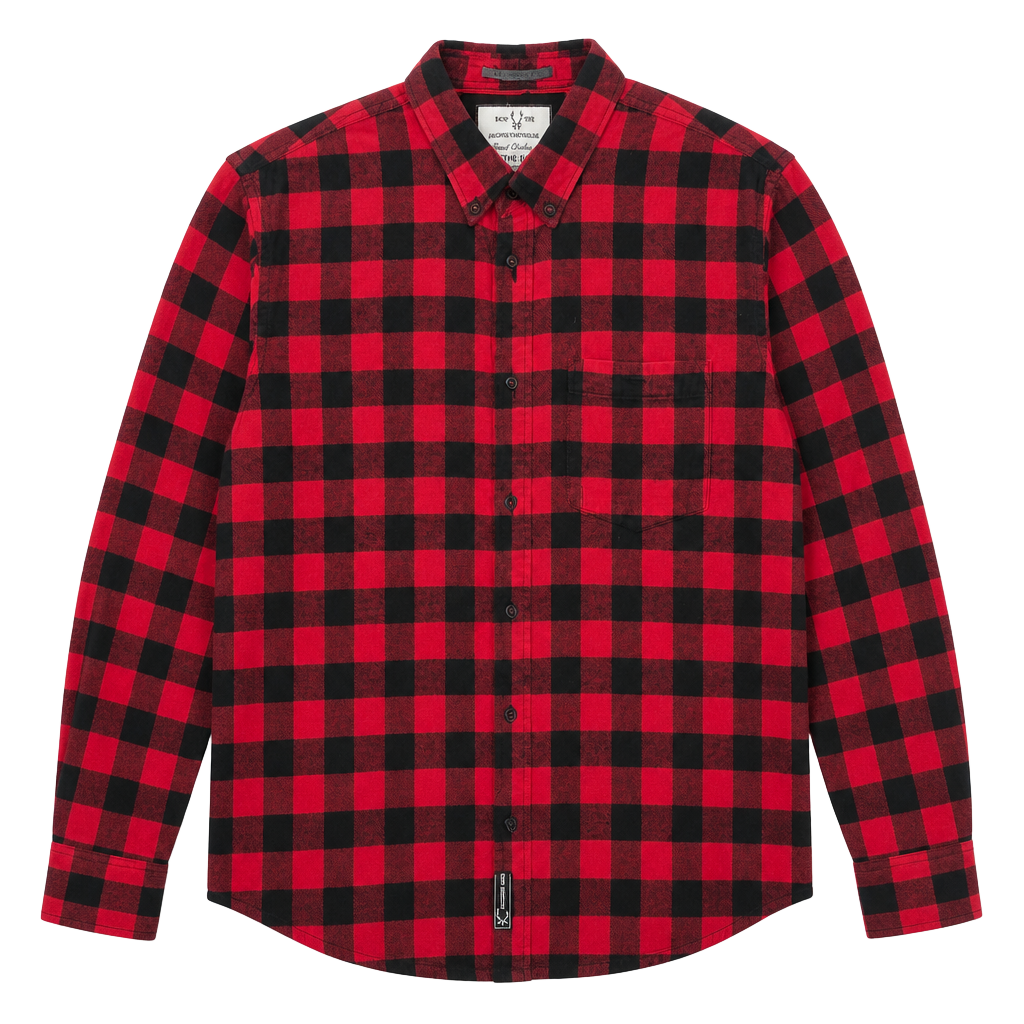 On The Road Buffalo Plaid Flannel Shirt Size USA M Red Black Slim Fit 1