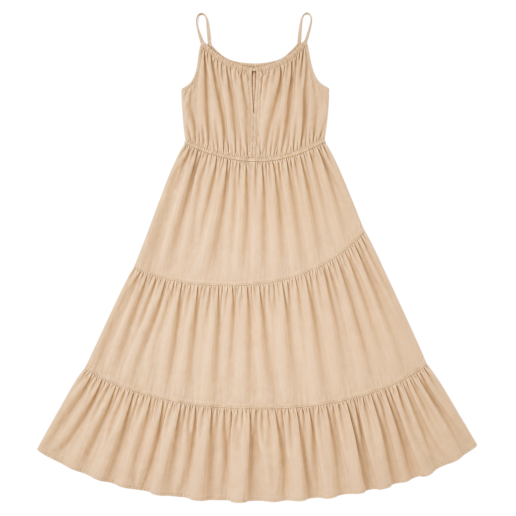 Rachel Zoe Tiered Maxi Dress Size L Beige Linen Blend Halter Pockets 1