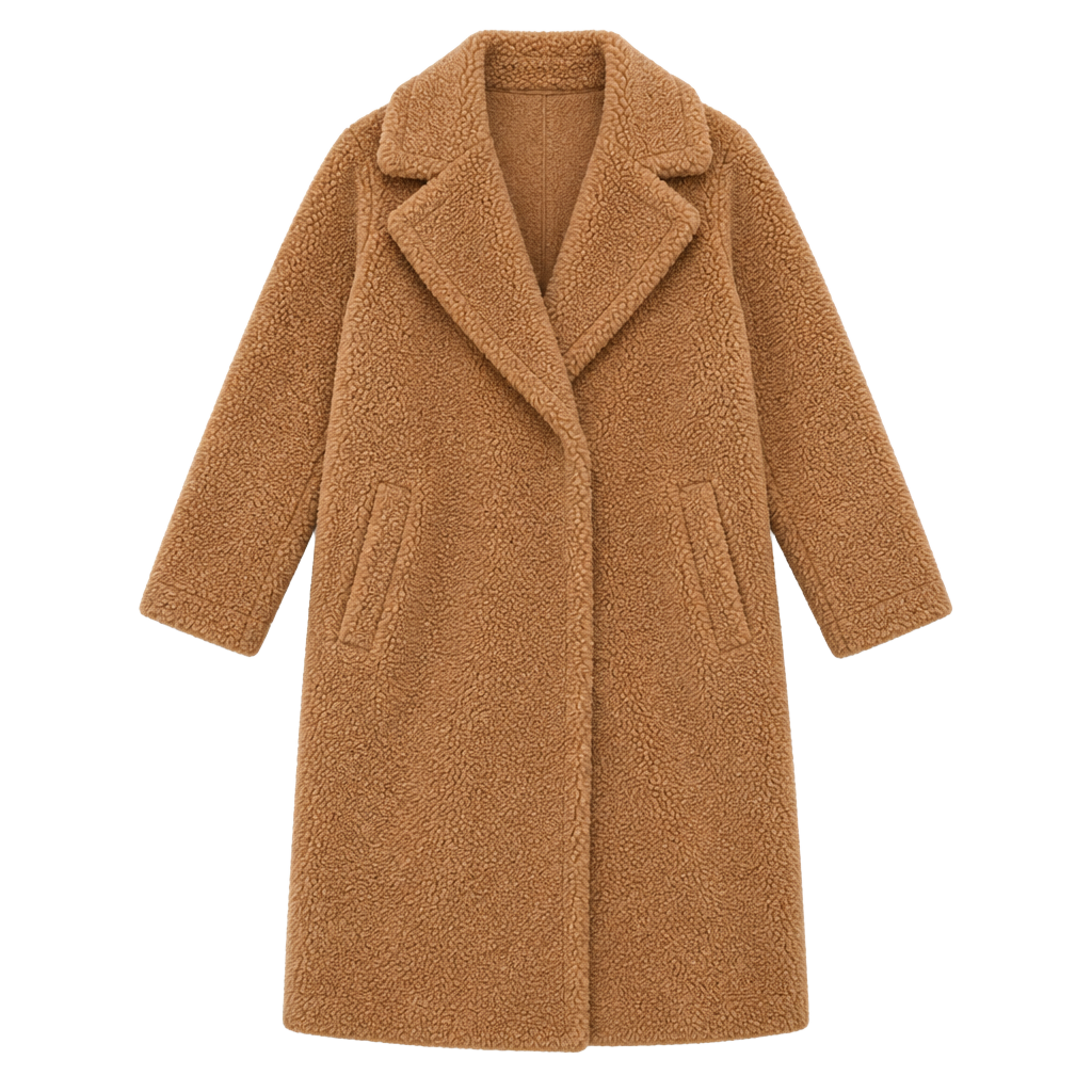 Abercrombie & Fitch The A&F Teddy Coat Size M Camel Faux Fur Jacket 1