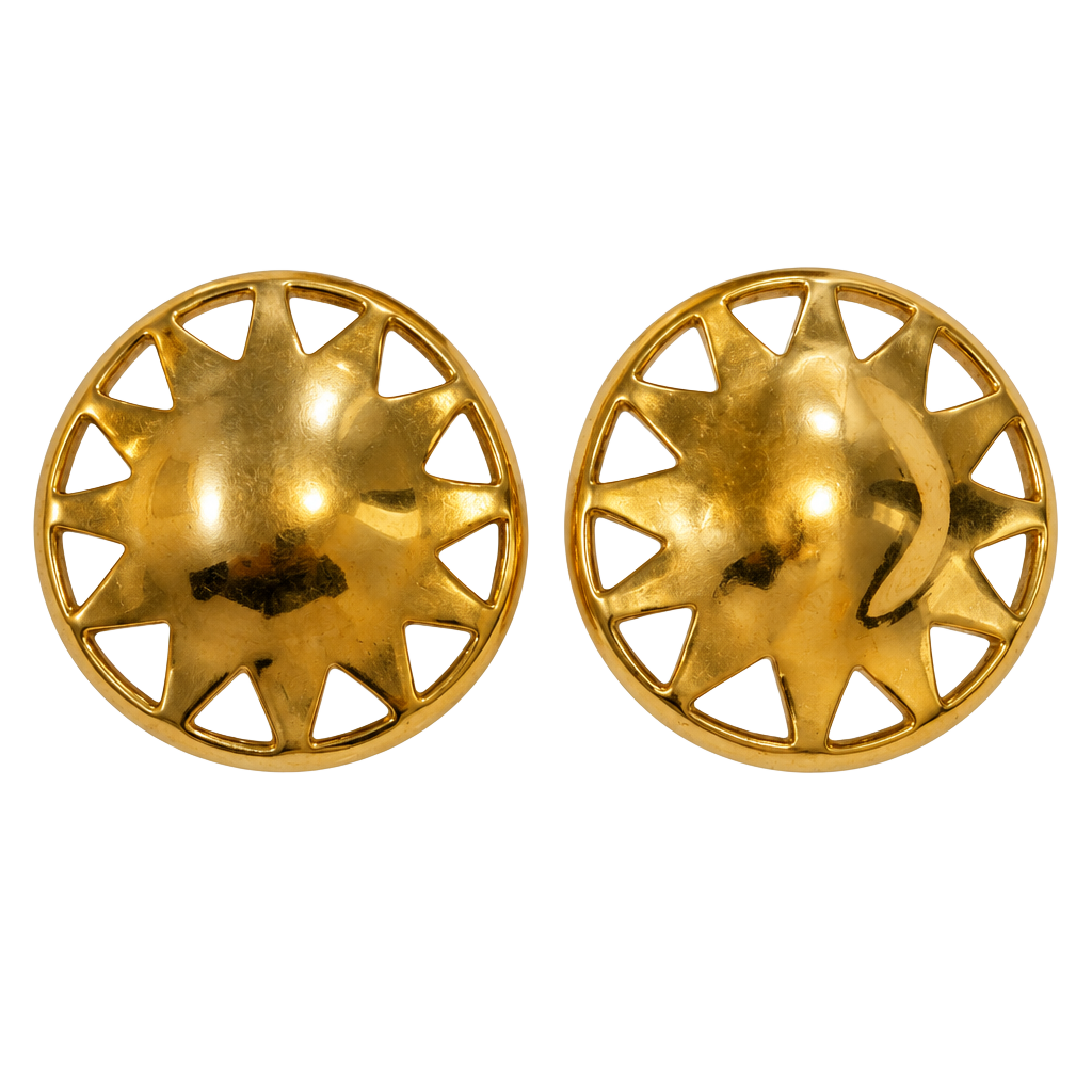Liz Claiborne Gold Tone Sunburst Round Post Earrings 1