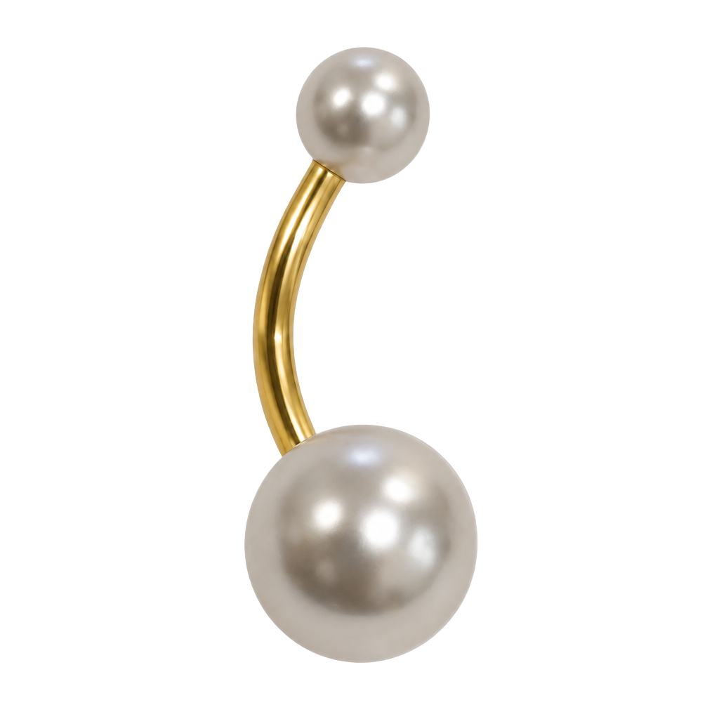 FIASASO Gold Pearl Belly Button Ring Navel Piercing 1
