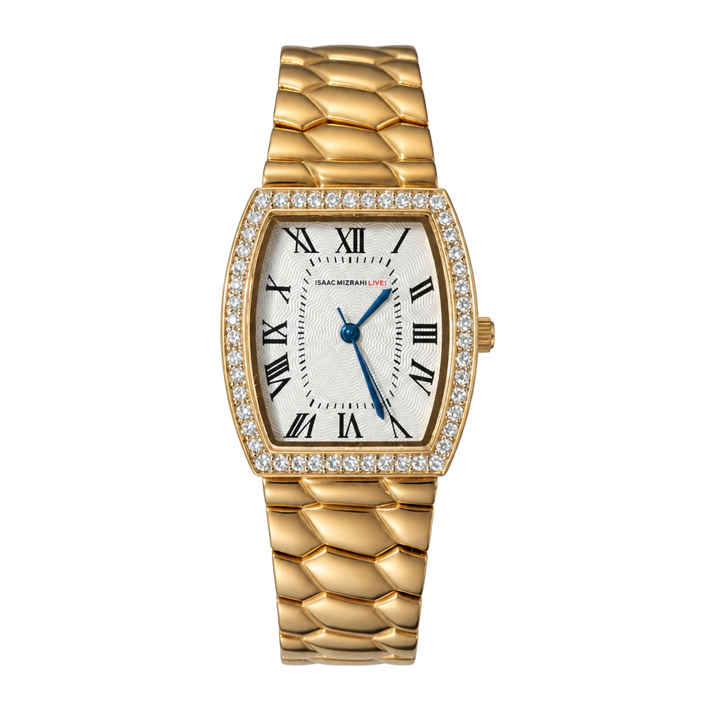 Isaac Mizrahi Live! Gold-Tone Tonneau Watch and Textured Metal band 1