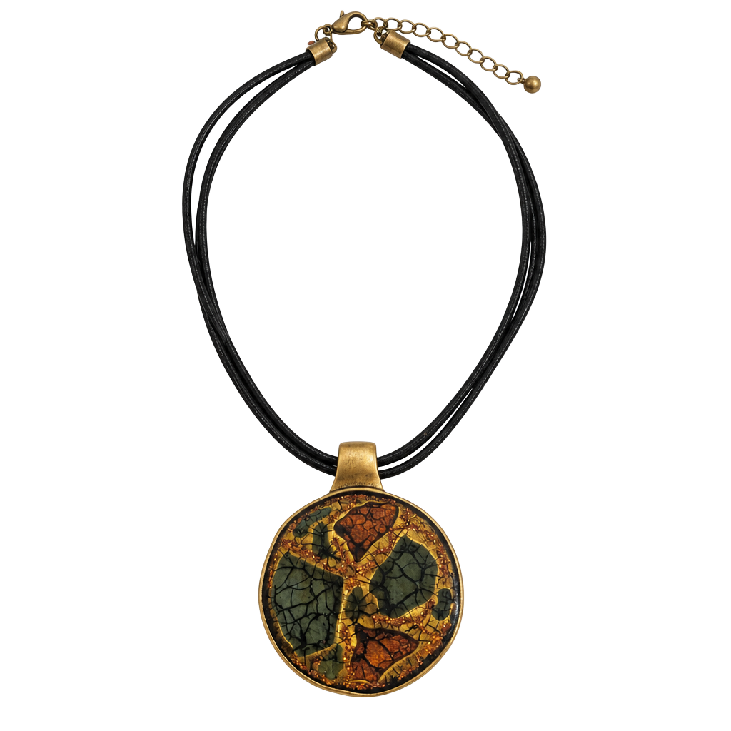 Chico's Enamel Gold Pendant Faux Leather Multi-Strand Necklace 1