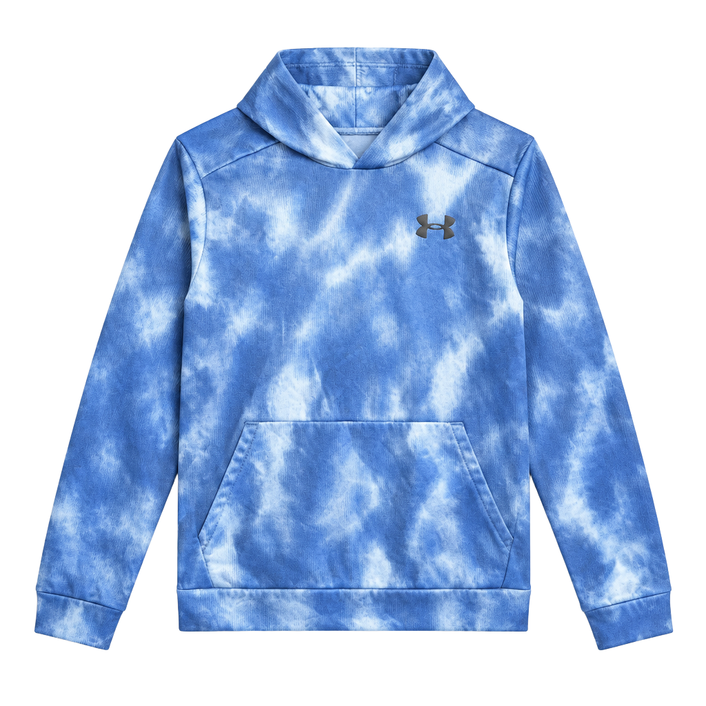 Under Armour Armour Fleece Hoodie Size YL/JG/J-G Blue Tie Dye 1