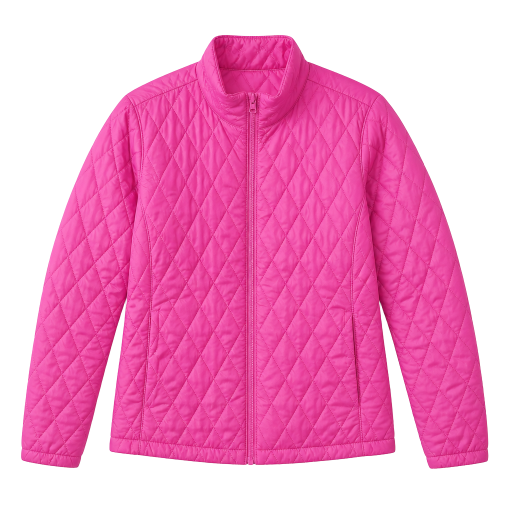 Lands' End Girls' Quilted Full-Zip Jacket in Hot Pink 1