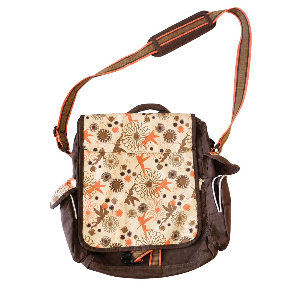 Disney Tinkerbell Skyway Luggage Brown Floral Messenger Crossbody Bag 1