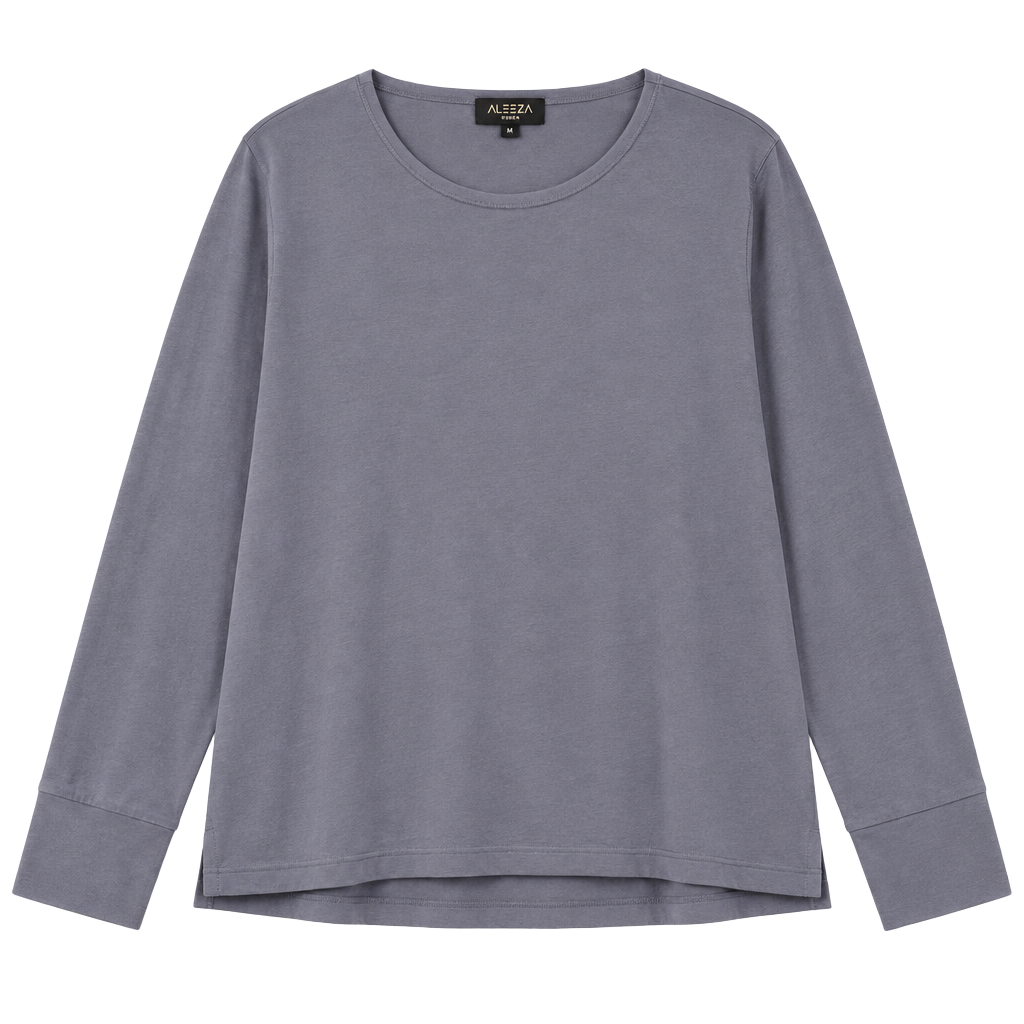 Aleeza Paris Long Sleeve Shirt Size M Gray 1