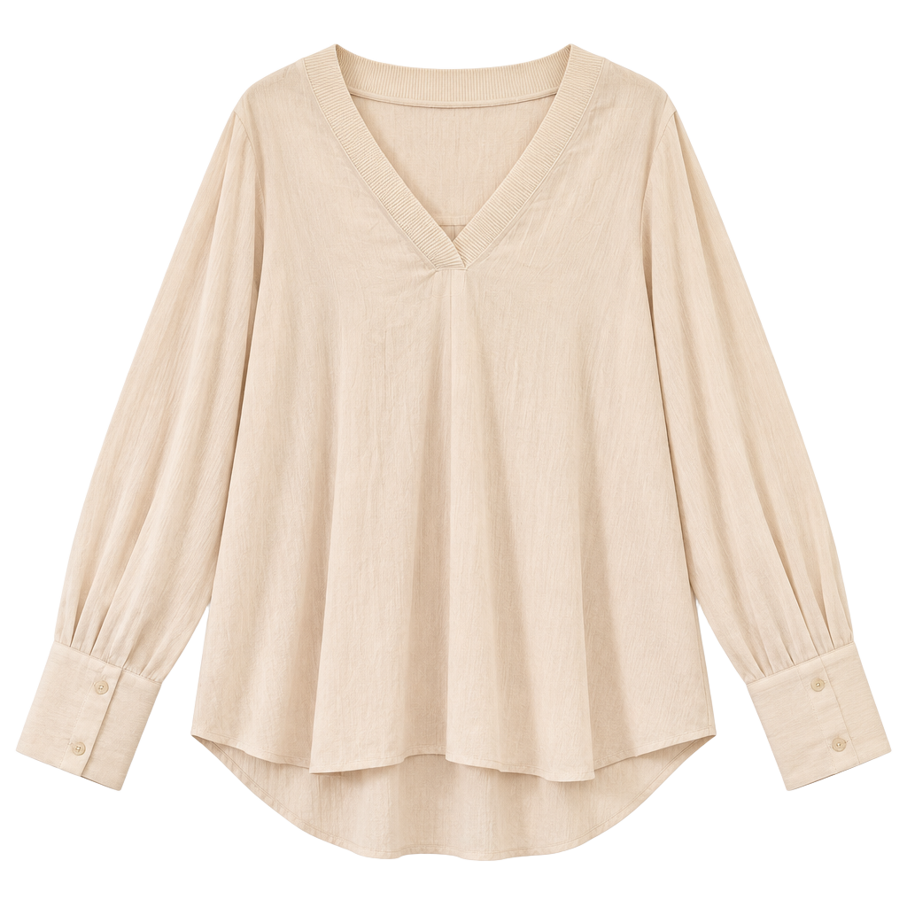 Reiss V-Neck Long Sleeve Blouse Size USA 10 Peach 1