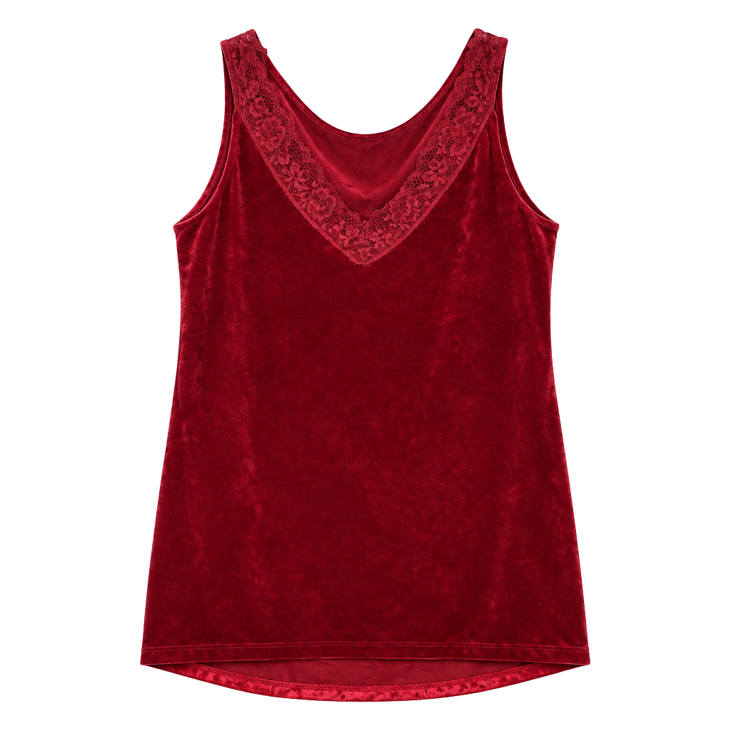 GnW Red Velvet Lace Cami Tank Top Size L 1