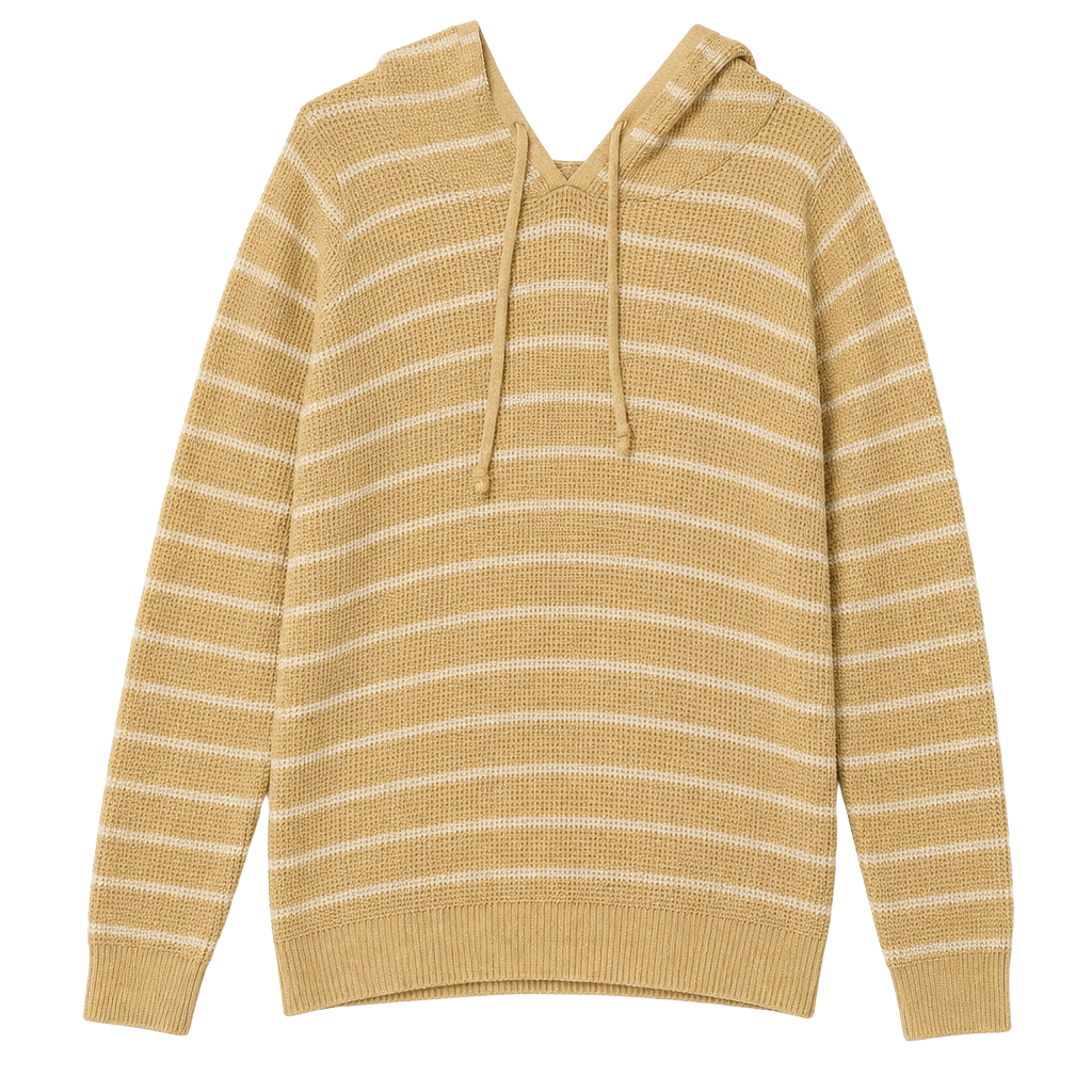 GAP Striped Knit Pullover Hoodie Sweater in Yellow and White 1