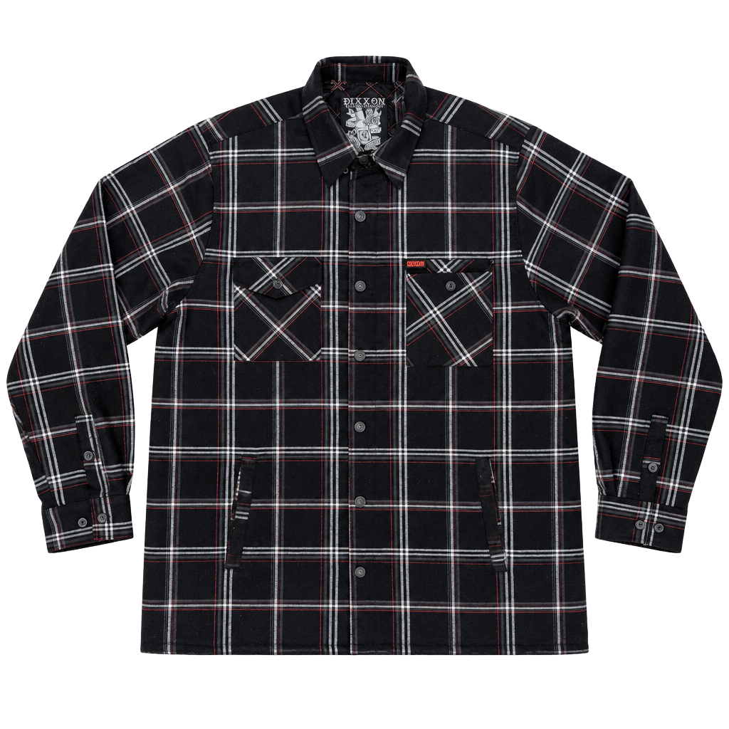 Dixxon Flannel Co Quilted Jacket XL Black White Plaid Live Fast Forever Shacket 1