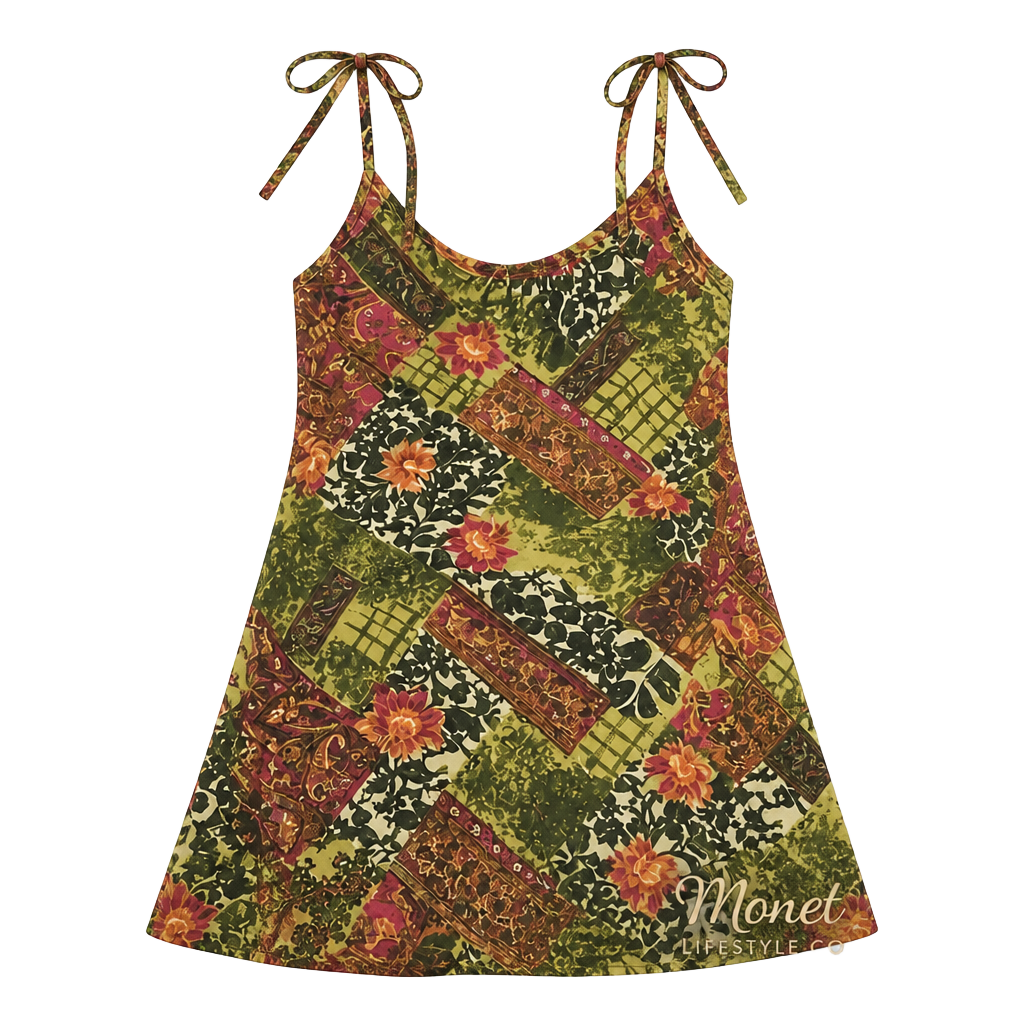 Monet Lifestyle Co. Vintage Style Patchwork Print Cowl Neck Mini night gown 1