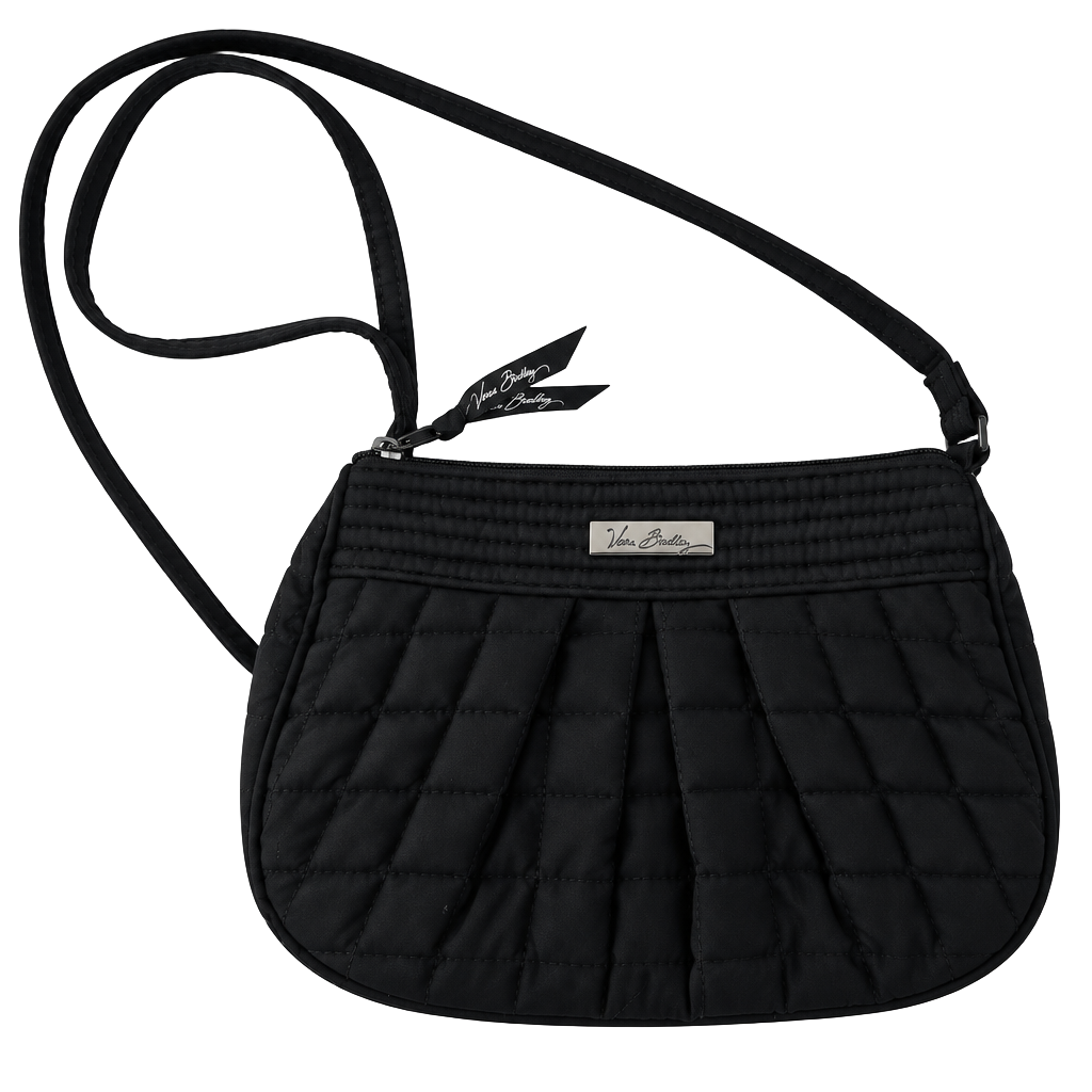 Vera Bradley Black Quilted Crossbody Bag Small Shoulder Purse 1