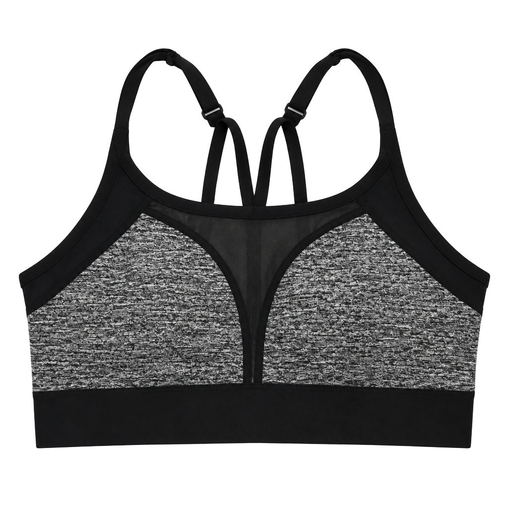 Victoria's Secret Pink Sports Bra L/G Gray Black Mesh Strappy 1