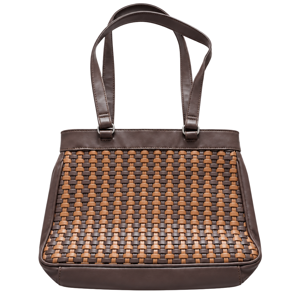 Vintage Unbranded Brown Woven Vinyl Shoulder Bag 1