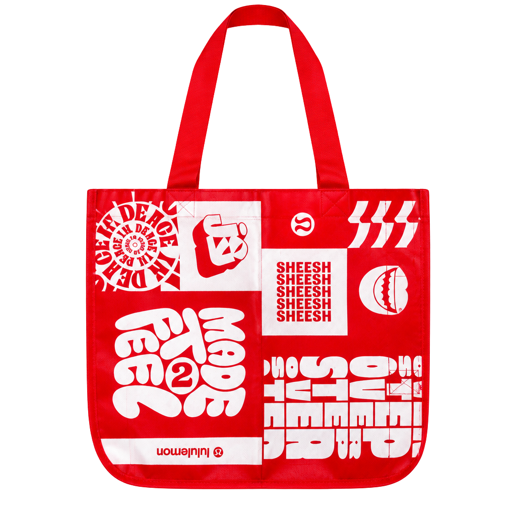 Lululemon Red All Over Print Reusable Shopping Tote Bag 1