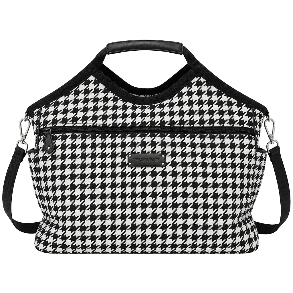 Vera Bradley Black White Houndstooth Quilted Travel Carry Shoulder Bag 1