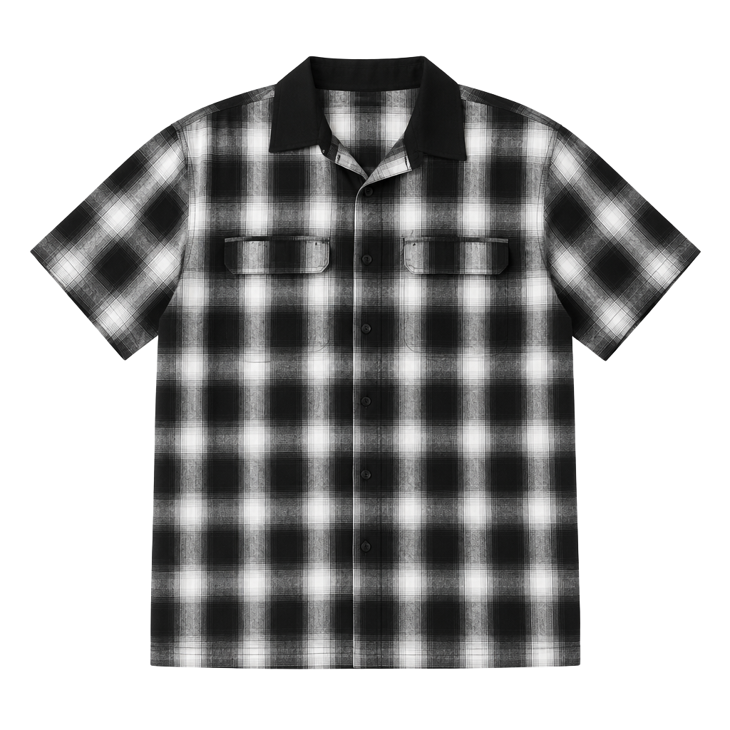 Former Broadcast Plaid S/S Button Shirt Size XXL Black White Skate 1
