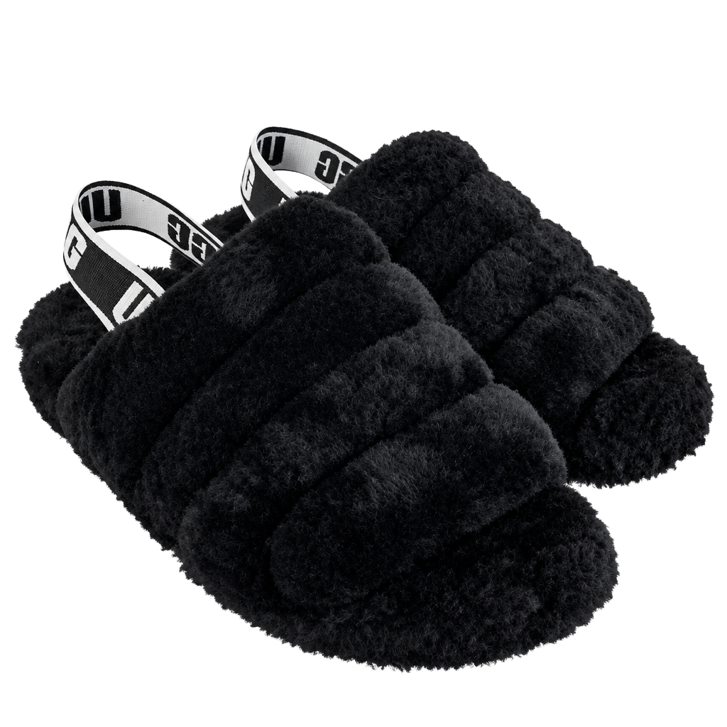 KIDS UGG Fluff Yeah Slide Slippers Black 1