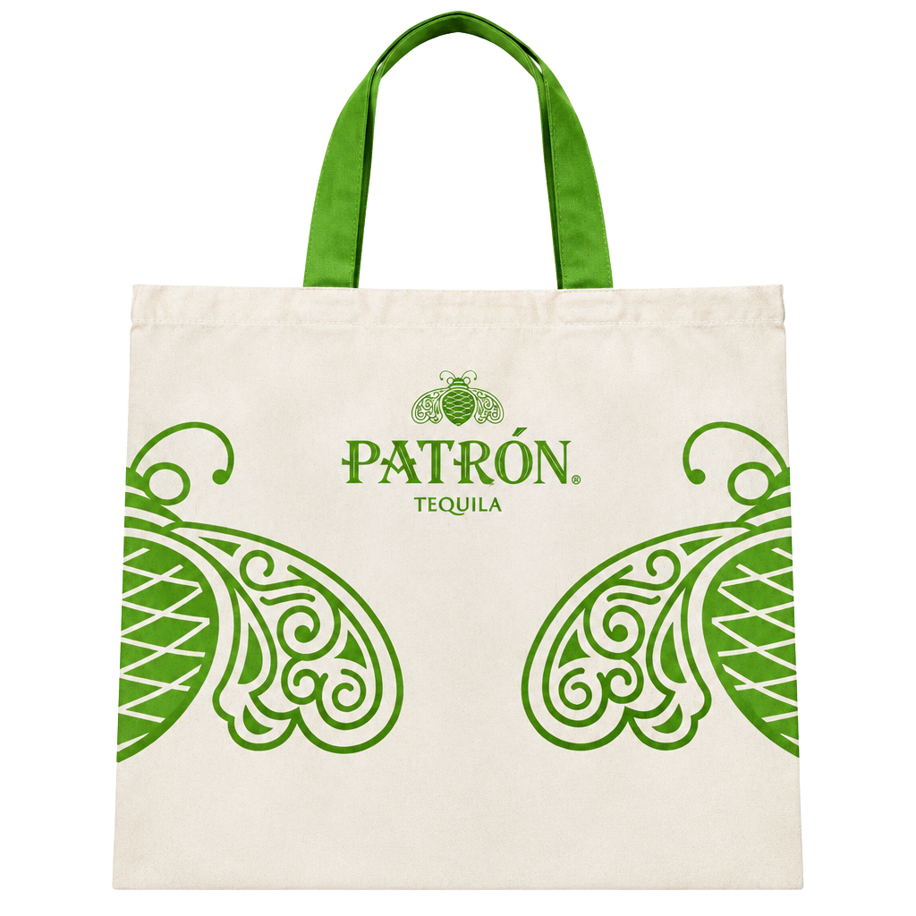 Patron Tequila Canvas Tote Bag Green White Promotional 1