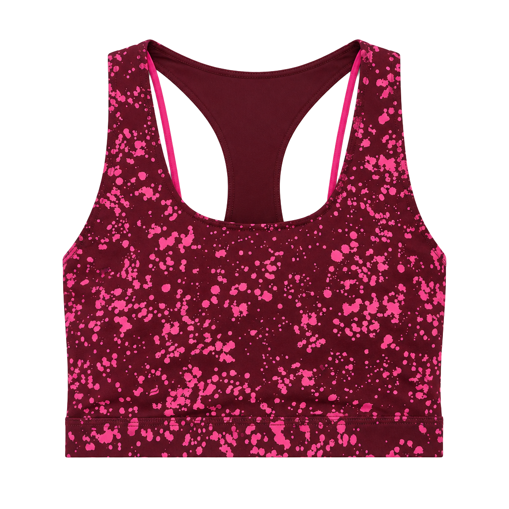 Fabletics Vaasa Sports Bra Size M Red Pink Splatter Print 1