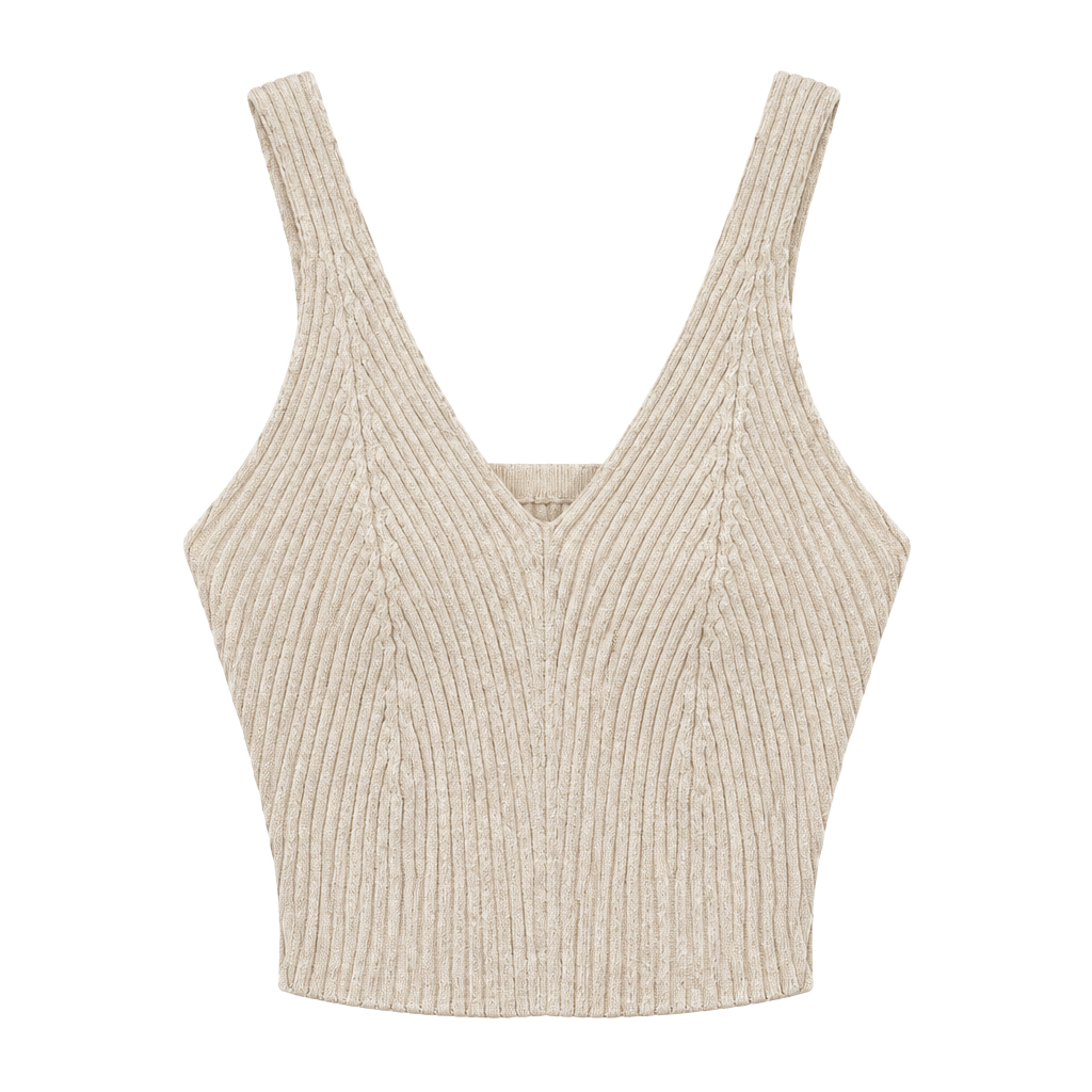 Unbranded Ribbed Knit Cami Top Cream Size M 1