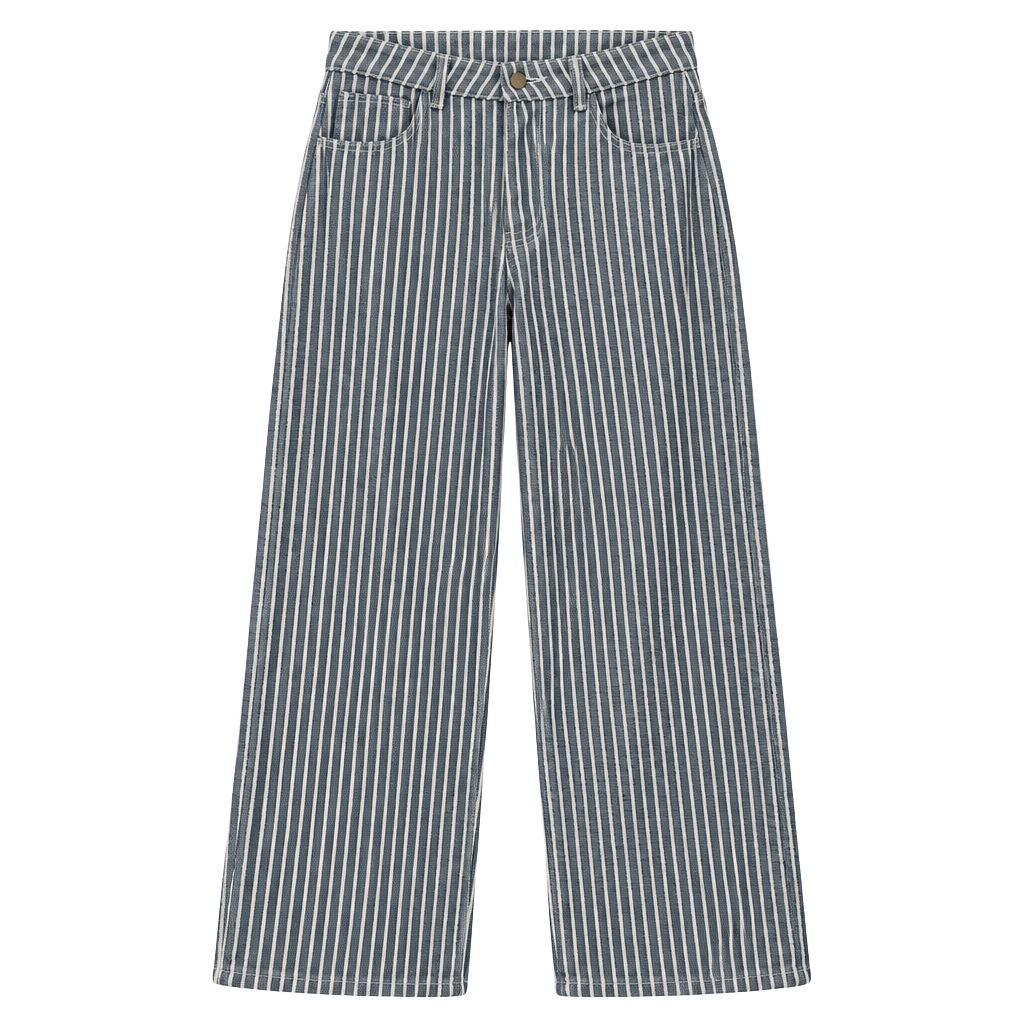 Jeans Striped Wide Leg Size M Blue White 1