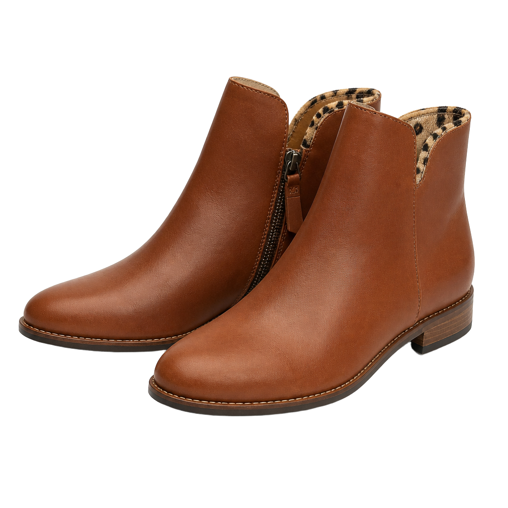 Joules V Westminster Dark Brown Leather Leopard Print Ankle Boots US 7 1