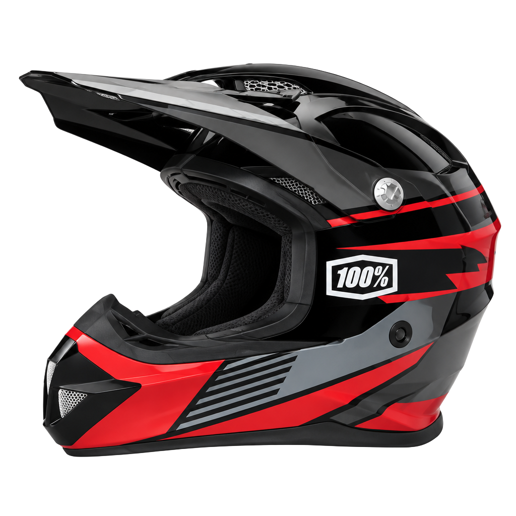 BILT Amped Evo Off-Road Helmet Size S Black Red DOT ECE 1