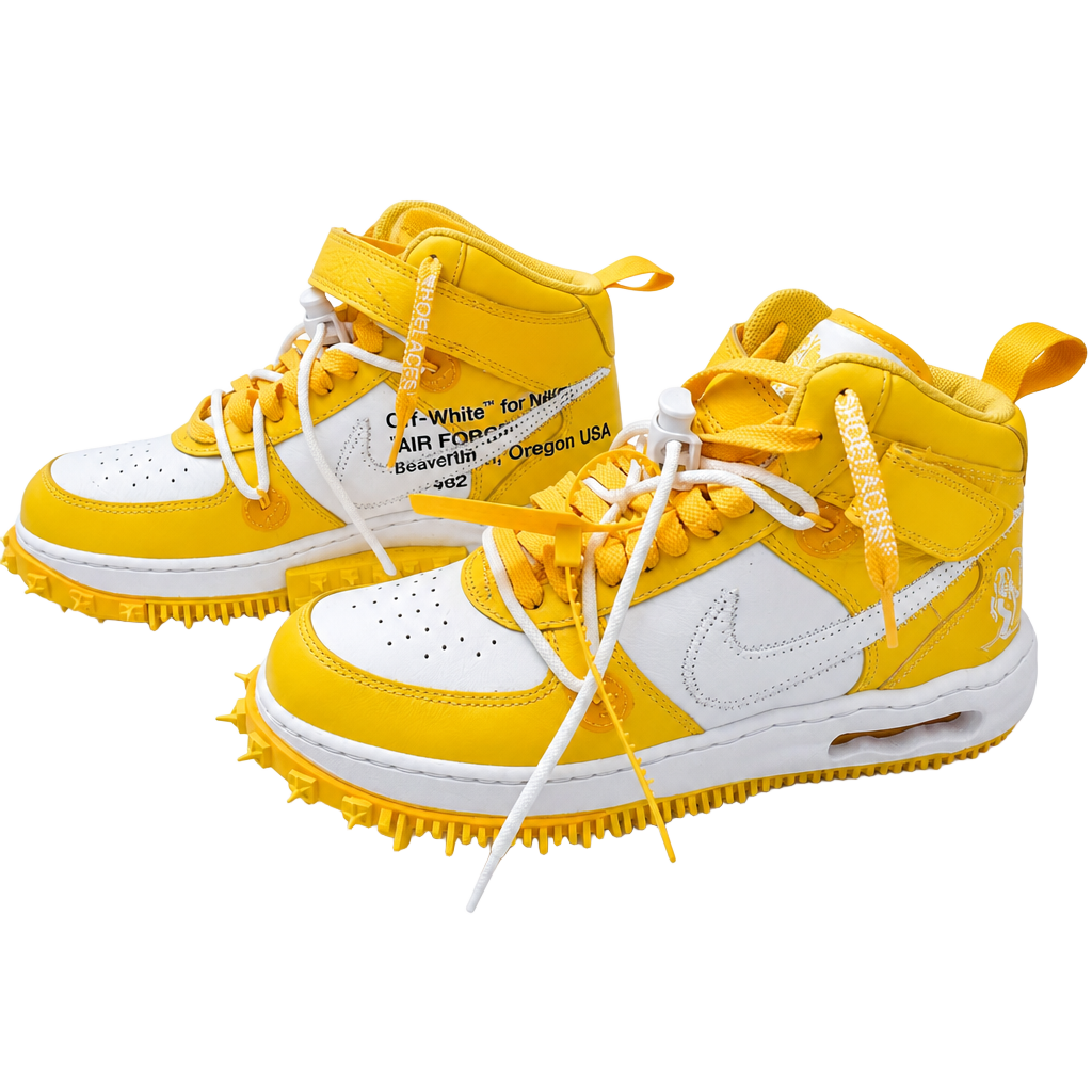 Off-White x Nike Air Force 1 Mid SP Leather Varsity Maize Yellow 1