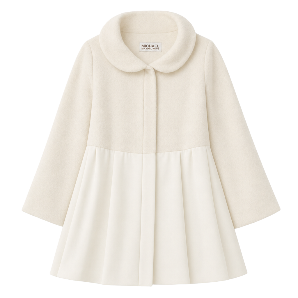 MICHAEL Michael Kors Cream Wool Blend Double Breasted Peacoat 1