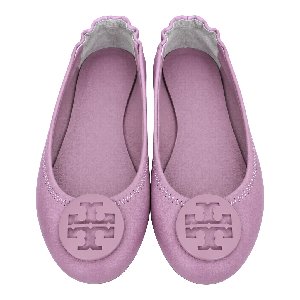 Tory Burch Minnie Travel Ballet Flats Pink Leather 1