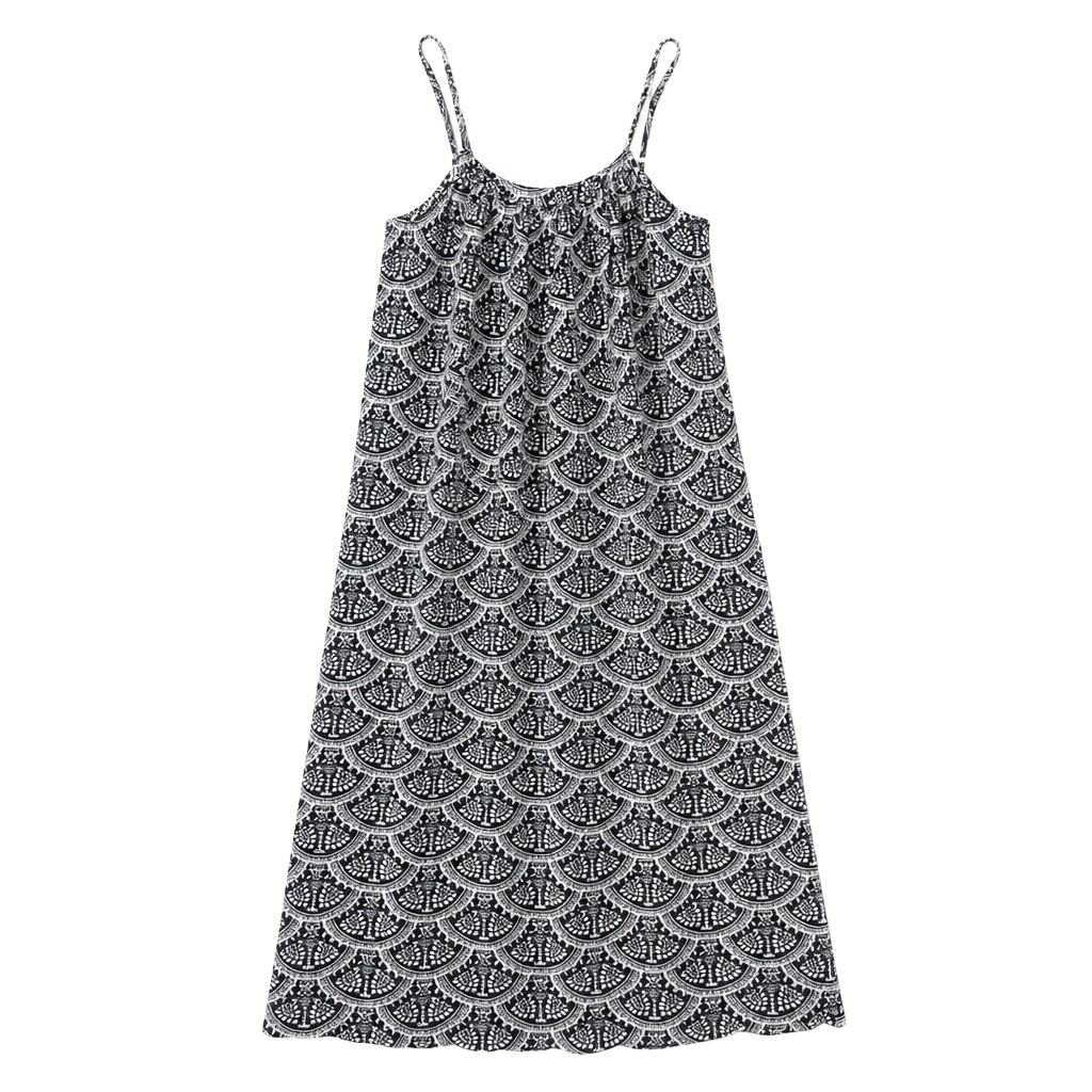 Puspita Balinese Blue and White Patterned Maxi Dress 1