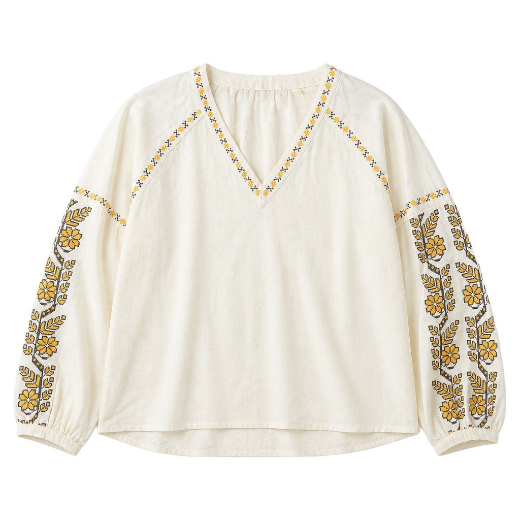 Anthropologie Yellow Embroidered Boho Blouse 1