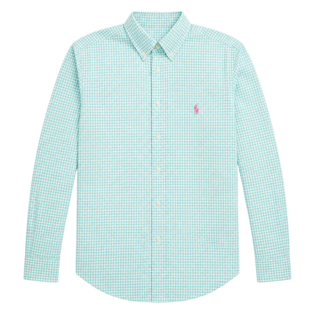 Ralph Lauren Men’s Teal Blue Gingham Button Down 1