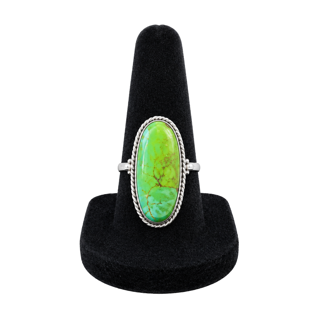 Green Copper Turquoise Ring 925 Sterling Silver Oval Statement Ring 1