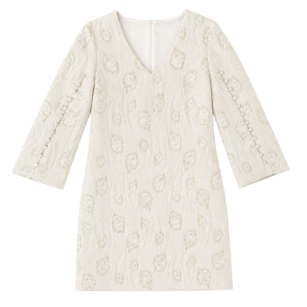 Trina Turk Selfie Embroidered Cream A-Line Dress Size S Evening Wedding $458 1