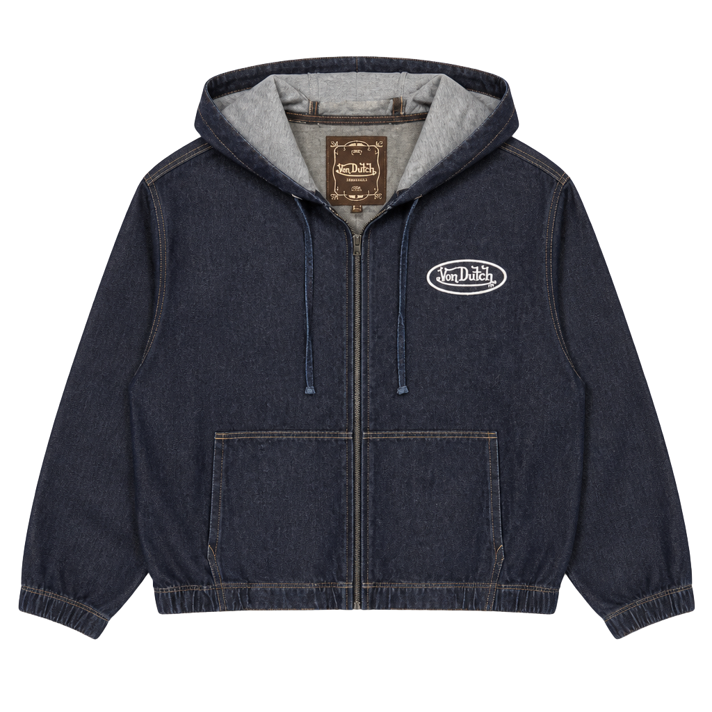 Von Dutch Black Denim Zip-Up Hoodie Jacket 1