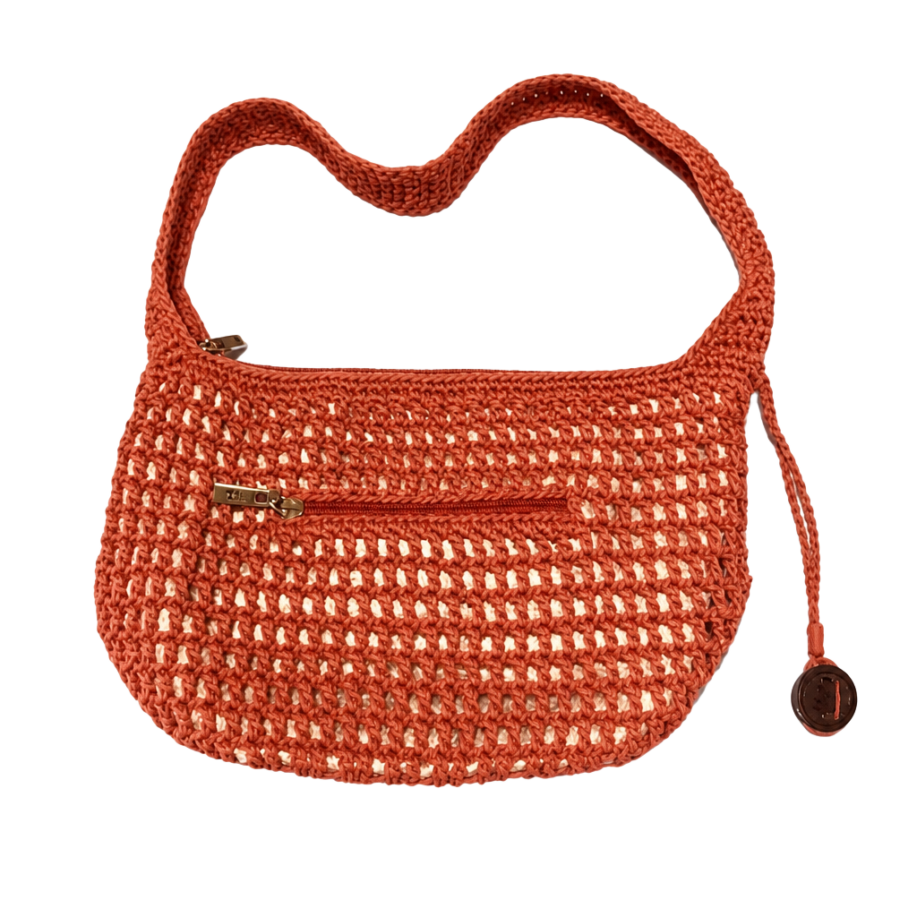 The Sak Crochet Hobo Zip Shoulder Bag, Burnt Orange 1
