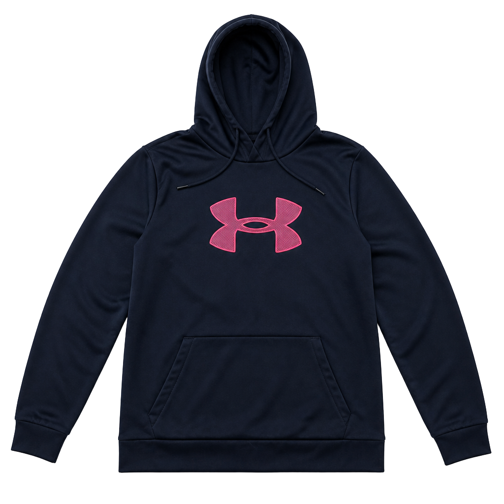 Under Armour Big Logo Fleece Hoodie Black Pink 1