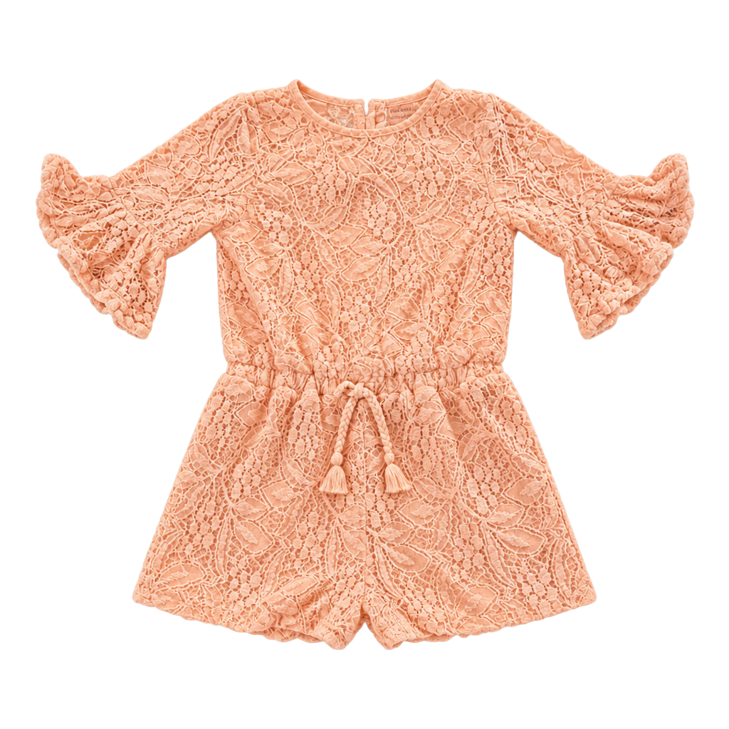 Catherine Malandrino Mini Romper Size 2T Pink Lace Bell Sleeve 1