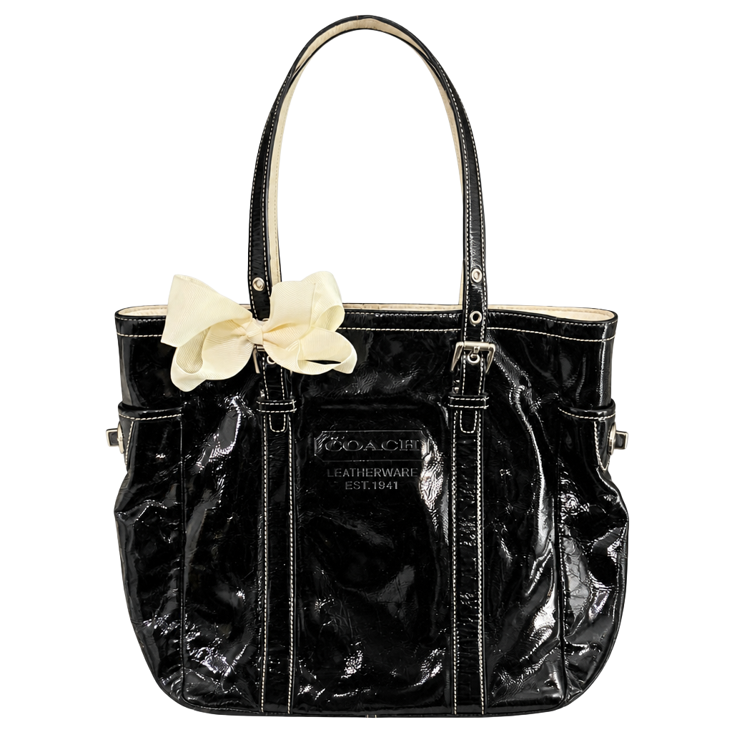 Coach Leatherware Est. 1941 Black Patent Leather Gallery Tote Bag 1