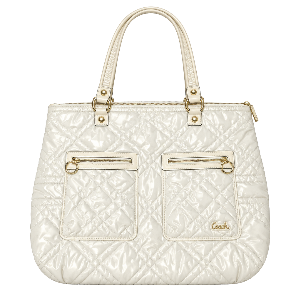 Coach Quilted Nylon Tote Bag No. M0973-15878 White 1