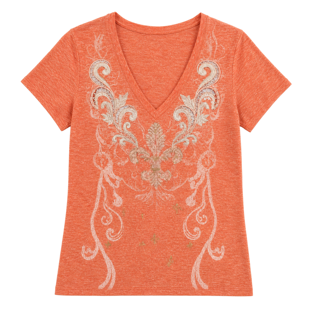 y2k Roar Women's Coral V-Neck T-Shirt 1