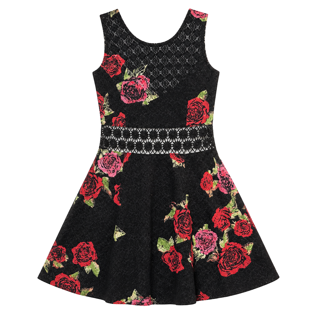 Free People Boho Black Embroidered Floral Mini Dress 1